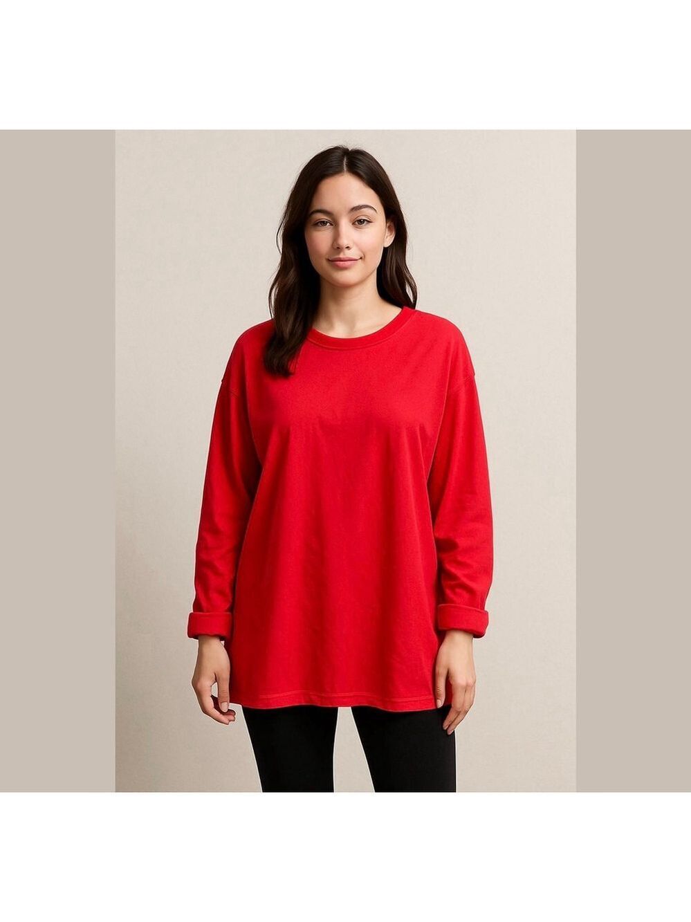 Champion cotton long sleeve t-shirt tunic red casual sporty lounge Sz XL
